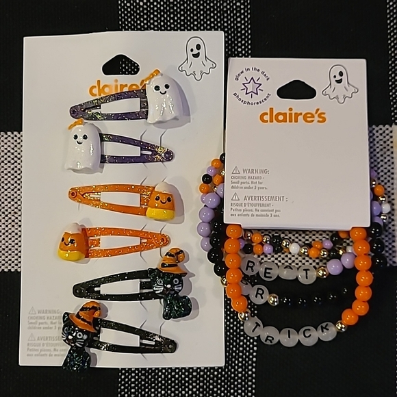 Claire's 2 Piece Halloween Accessories Bundle NWT! GLOW In The DARK! 🖤🧡 - Picture 6 of 11